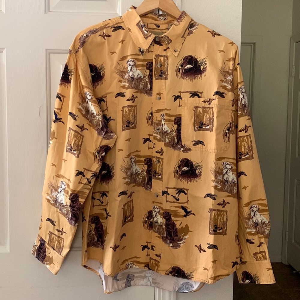 Outdoor Life Field Tested shirt large long sleeve button up labs dogs pattern